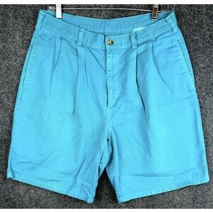 Vintage Duck Head Men's Double Pleated Chino Shorts Turquoise 90s Size 30